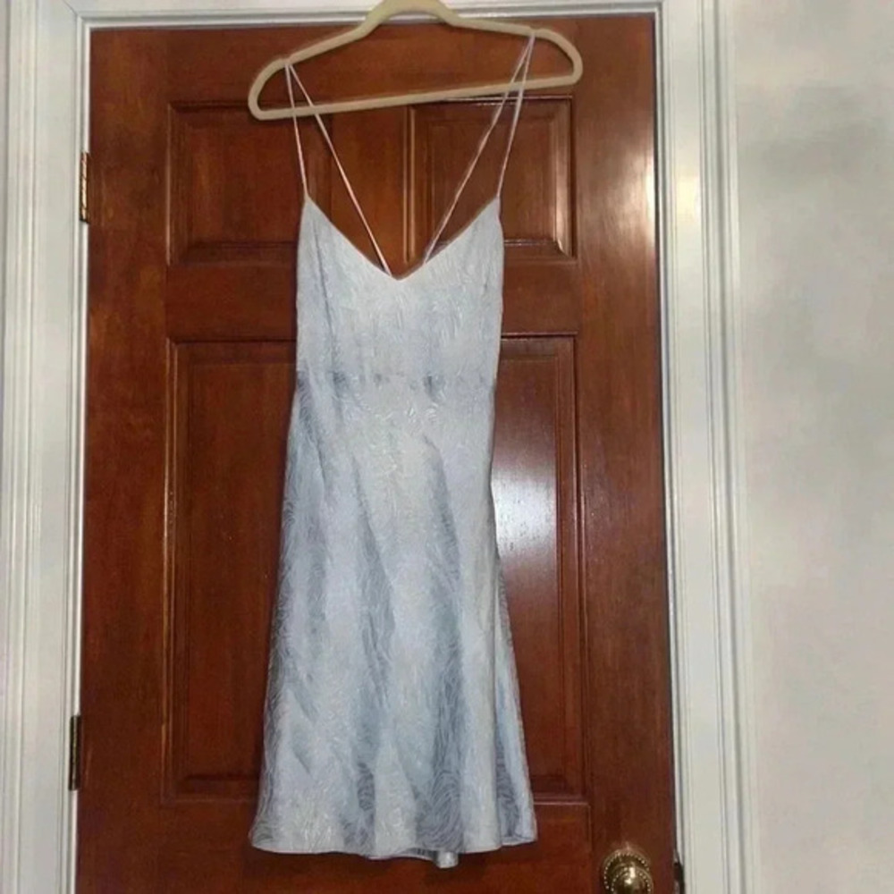Guess silky light blue mini dress cutout back